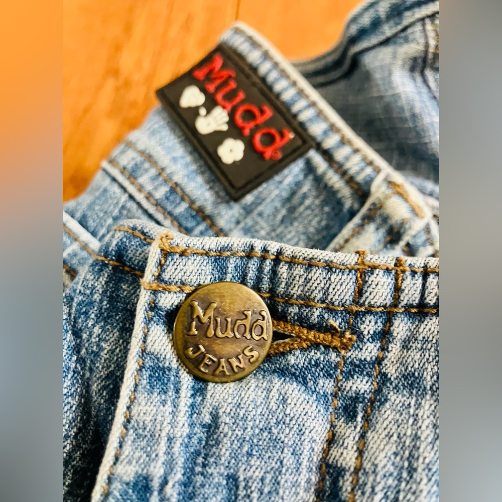 Vintage Y2K Mudd Yo Flare Jeans Womens Size 5 Blue Stretch Denim Low Rise Grunge